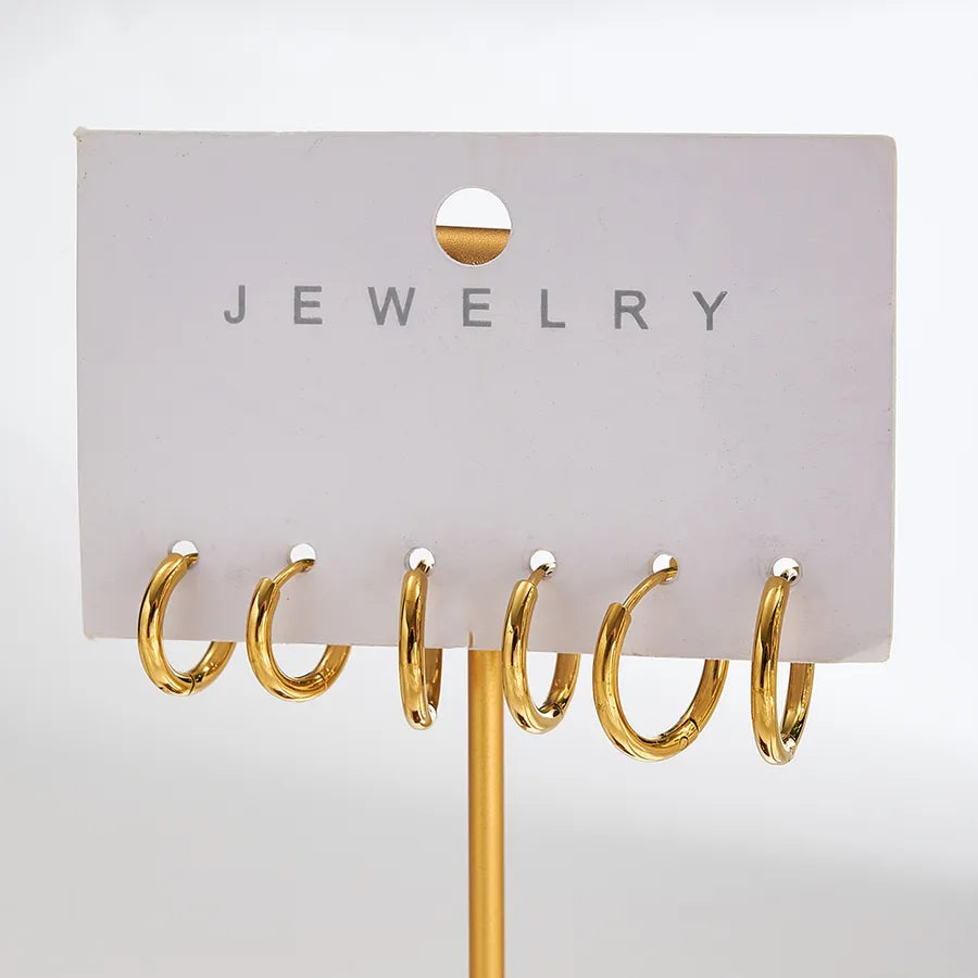 18K Gold Plated Stainless Steel Hoop Earrings Needle Thickness: Approximately 0.95mm A (width 2mm) 1 Set Package