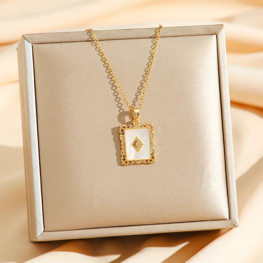 Abalone Shell Pearl Geometric Pendant Necklace