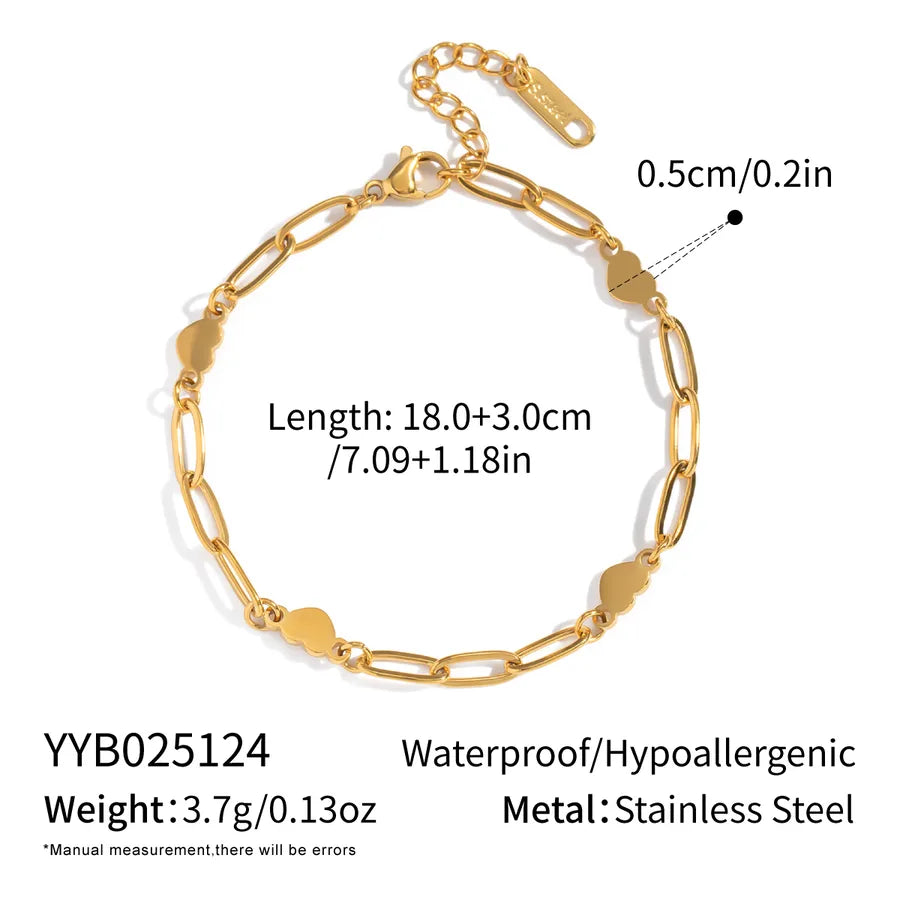 Gold Heart Safety Pin Bracelet for Women
