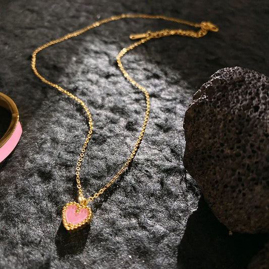 Pink Mini Heart Pendant Necklace for Women