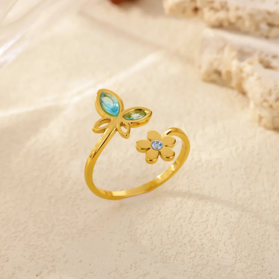 Geometric Butterfly Open Ring – 18K Gold Plated