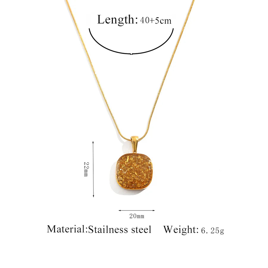 Stainless Steel Geometric Pendant Necklace Gold Square Necklace