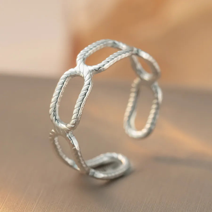 Retro Geometric Titanium Steel Ring K382 Steel Color Ring Open