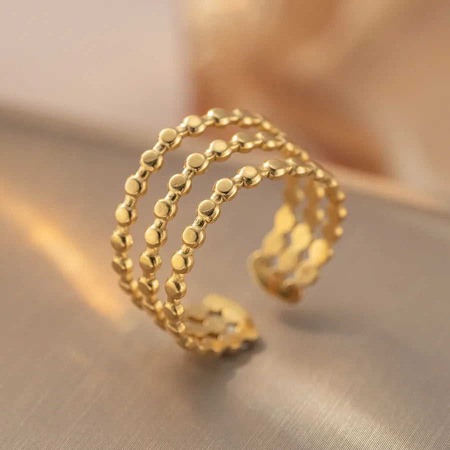 Geometric Titanium Steel Open Ring K355 Gold Ring Adjustable