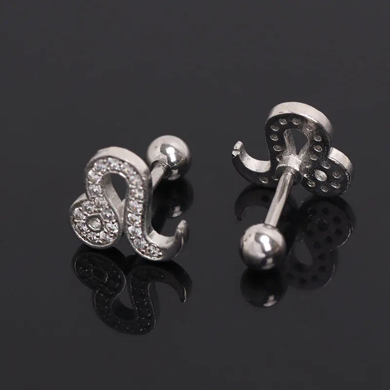 Leo Zodiac Sign Stud Earrings – Gold Stainless Steel