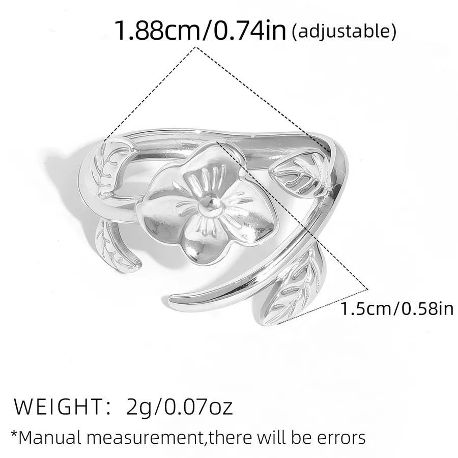 18K Gold Plated Flower Adjustable Ring