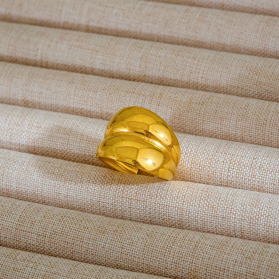 Adjustable 18K Gold Stainless Steel Ring 16