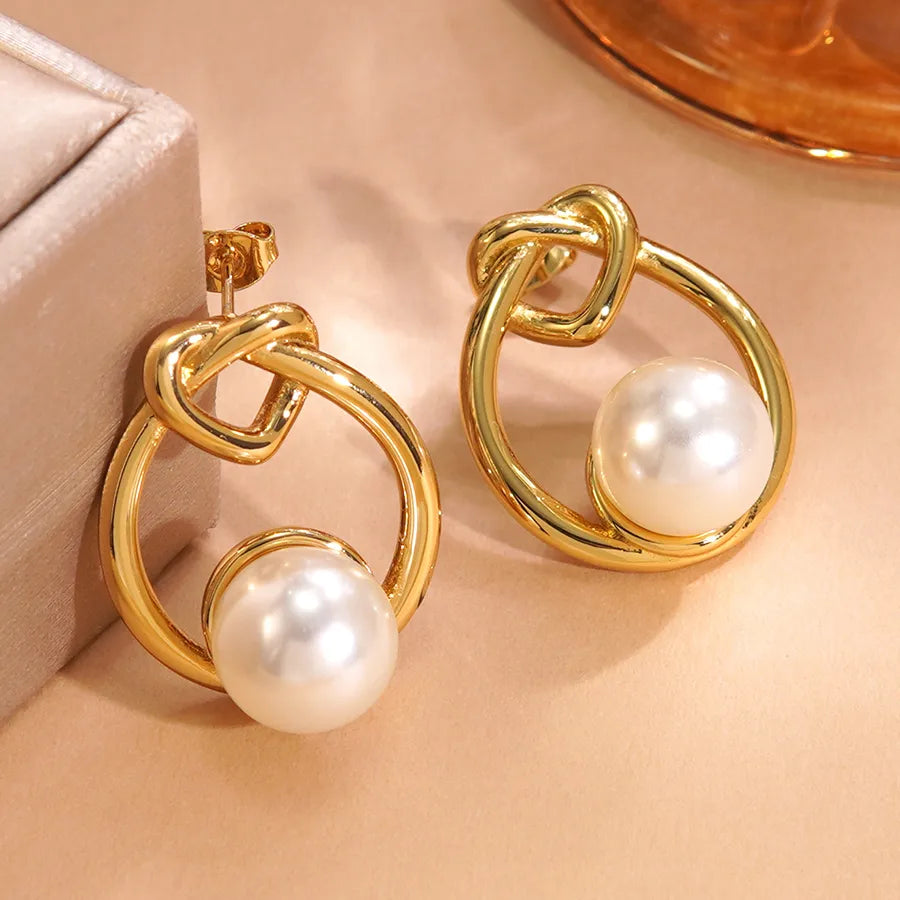 Gold Heart Beaded Earrings for Women