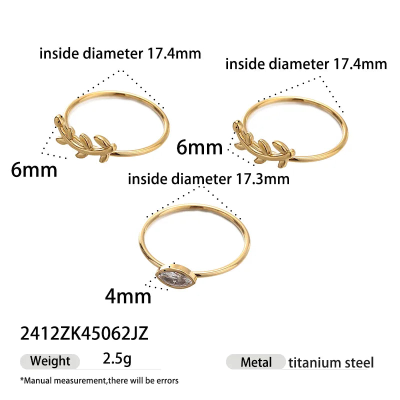 Gold Willow Branch Zircon Ring Set for Women 2412ZK45062JZ