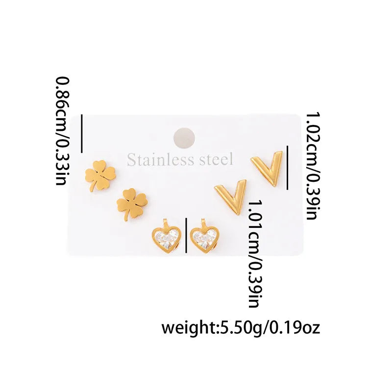 Titanium Steel Heart Earrings for Women V-shaped Titanium Steel Earrings 0975