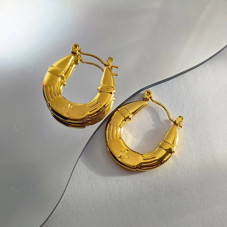 Elegant Gold Titanium Steel Hoop Earrings Gold Earrings 2