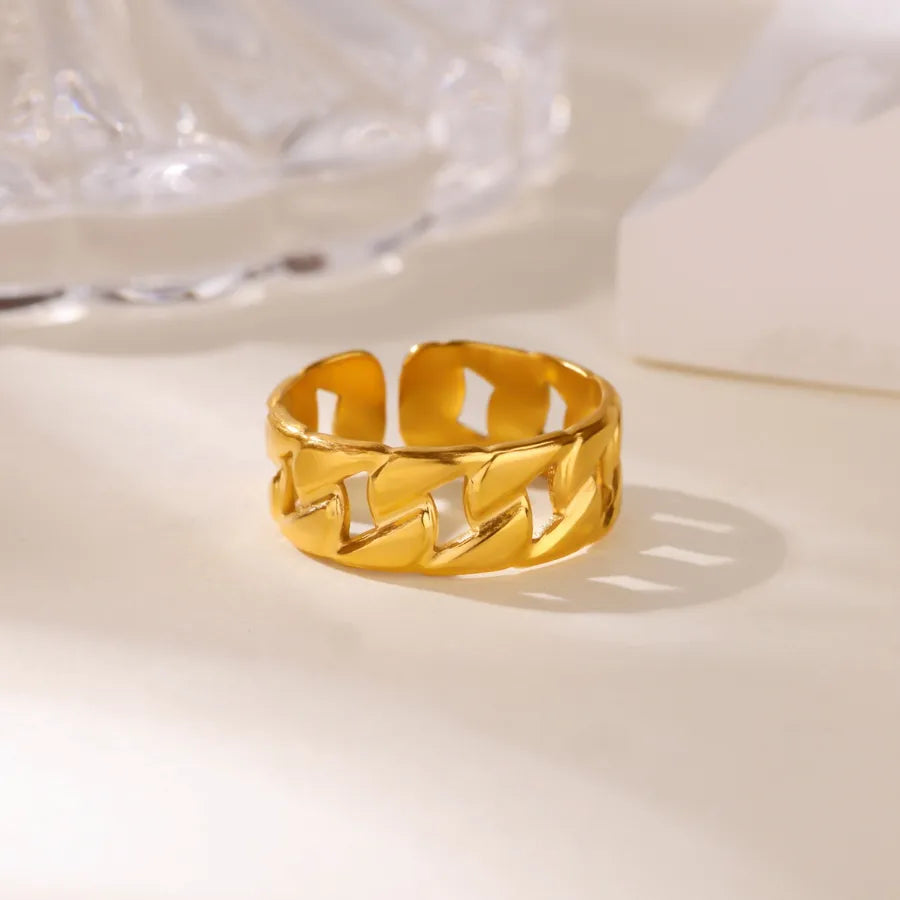 Stainless Steel Rose Geometric Open Ring