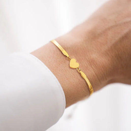 Gold Heart Stainless Steel Bracelet