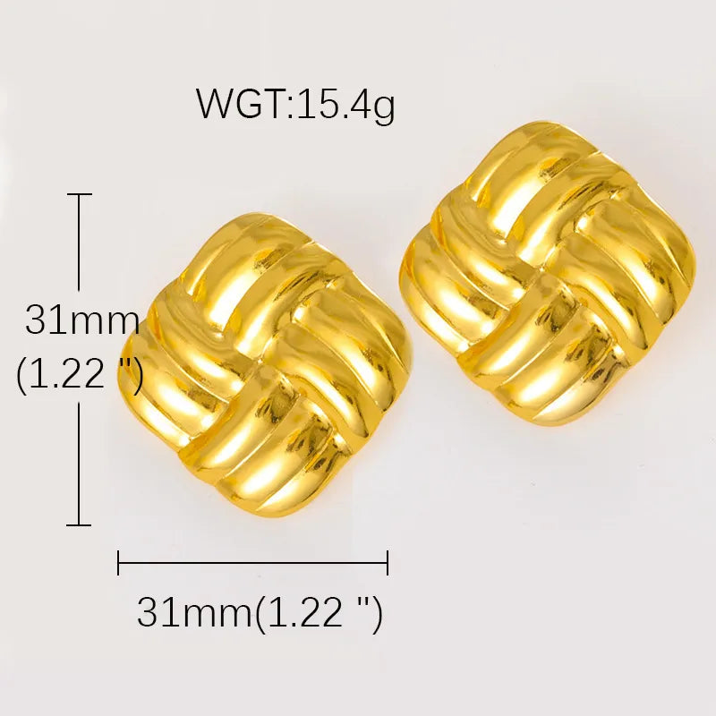 Gold U-Shaped Titanium Steel Earrings for Women BJGE0833