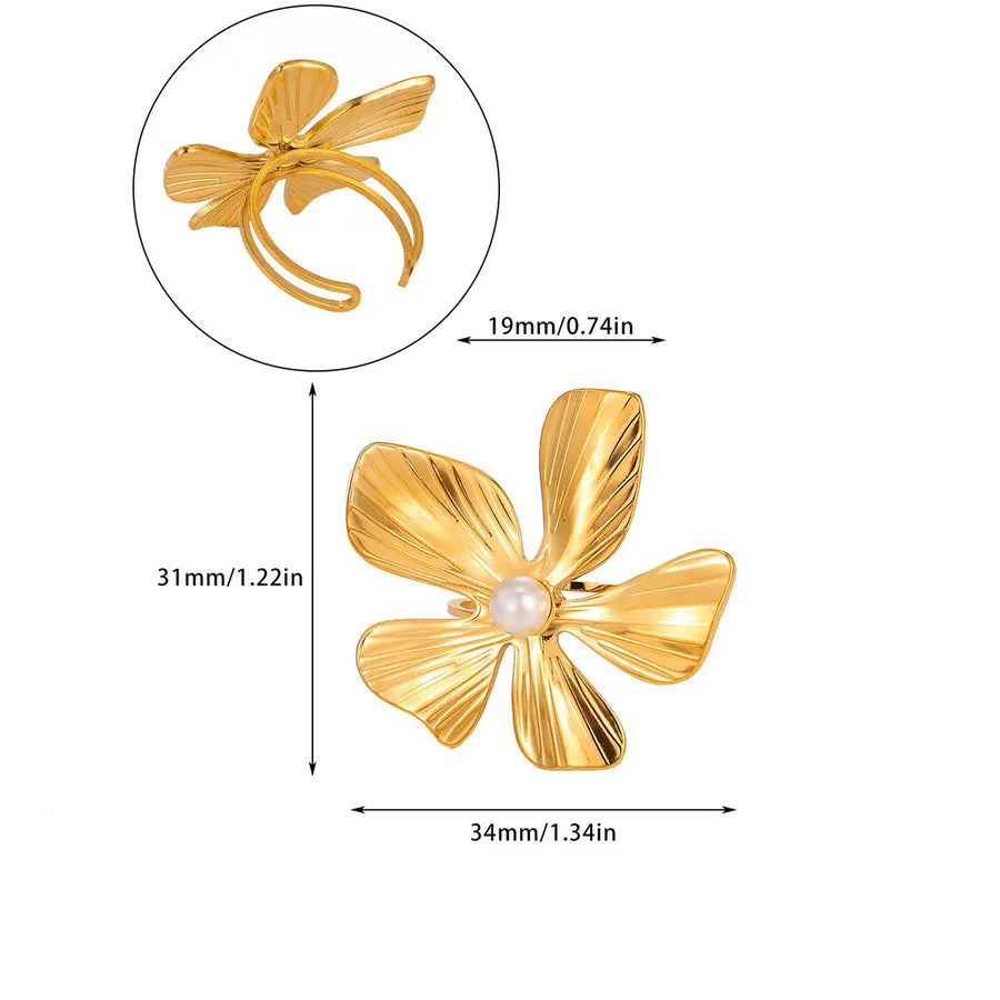 Retro Floral Pearl Open Ring G9188401