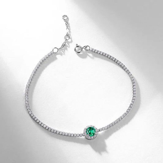 Retro Emerald & Ruby S925 Silver Bracelet