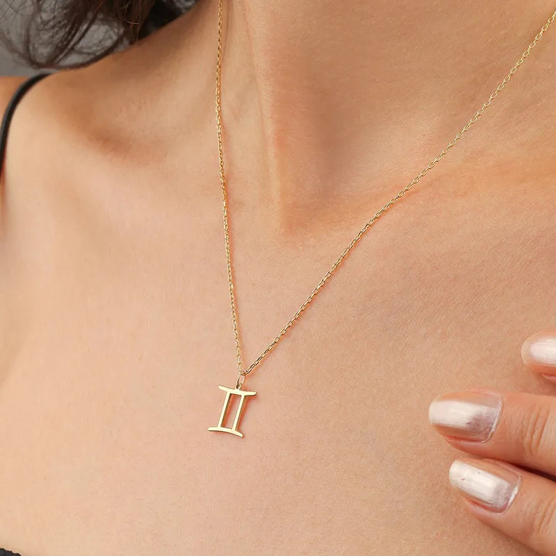 18K Gold Zodiac Pendant Necklace – Waterproof Steel