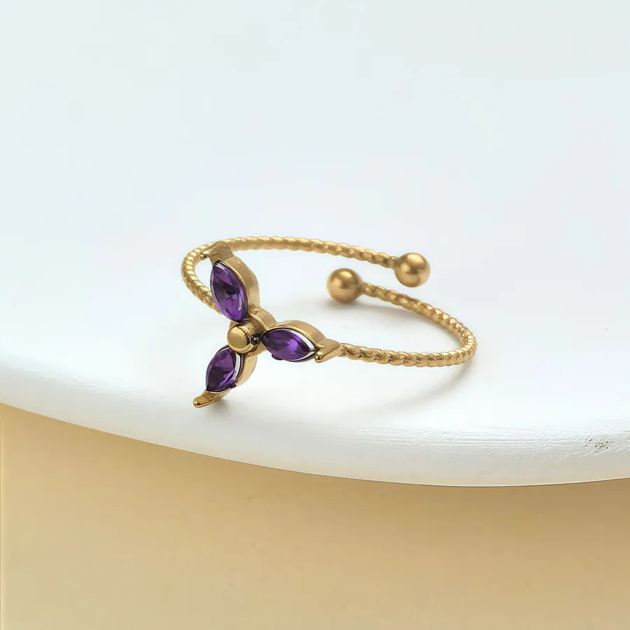 Elegant Rhinestone Knot Stainless Steel Ring JZ-25-09-030