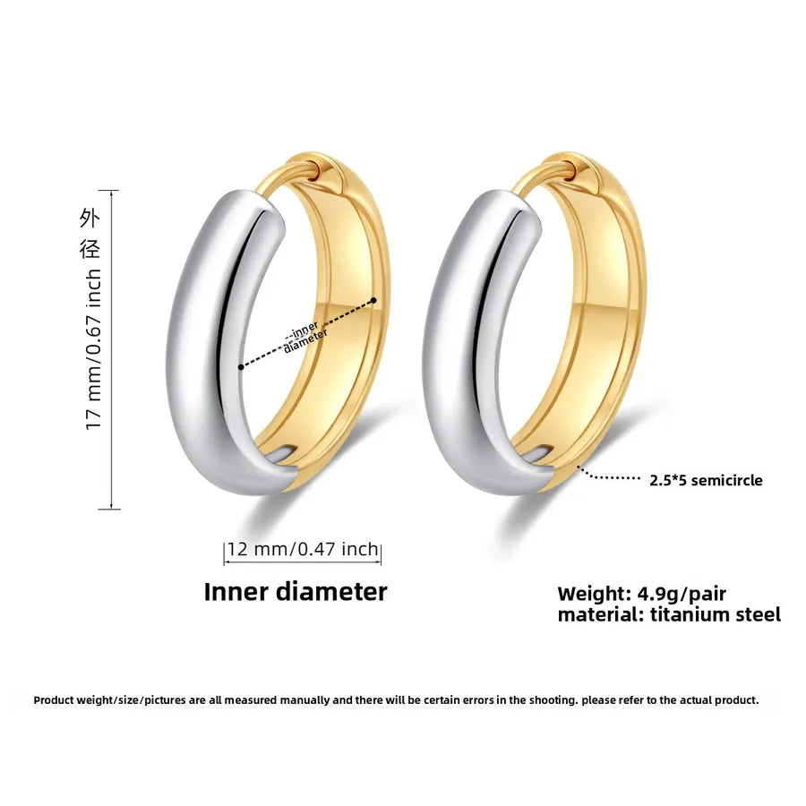 Luxury Titanium Steel Geometric Earrings Two-color 12mm