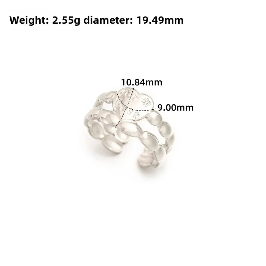 Gold Open Heart Stainless Steel Ring Adjustable Opening J293-Y Steel Color