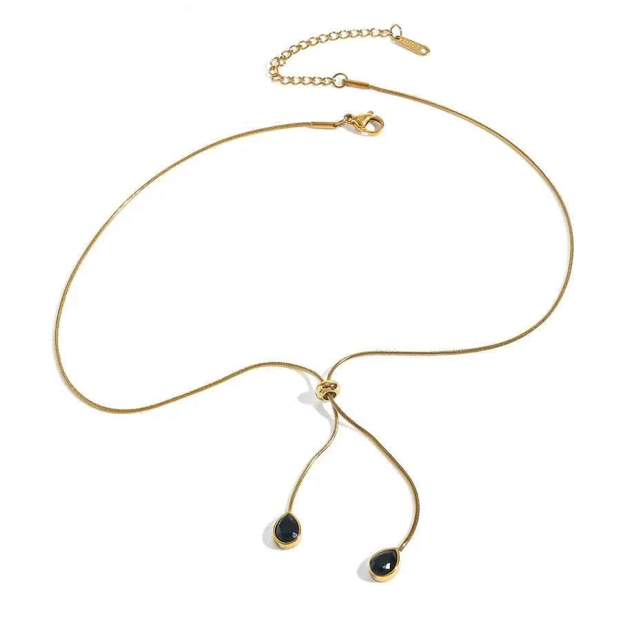 18K Gold Plated Teardrop Stainless Steel Necklace