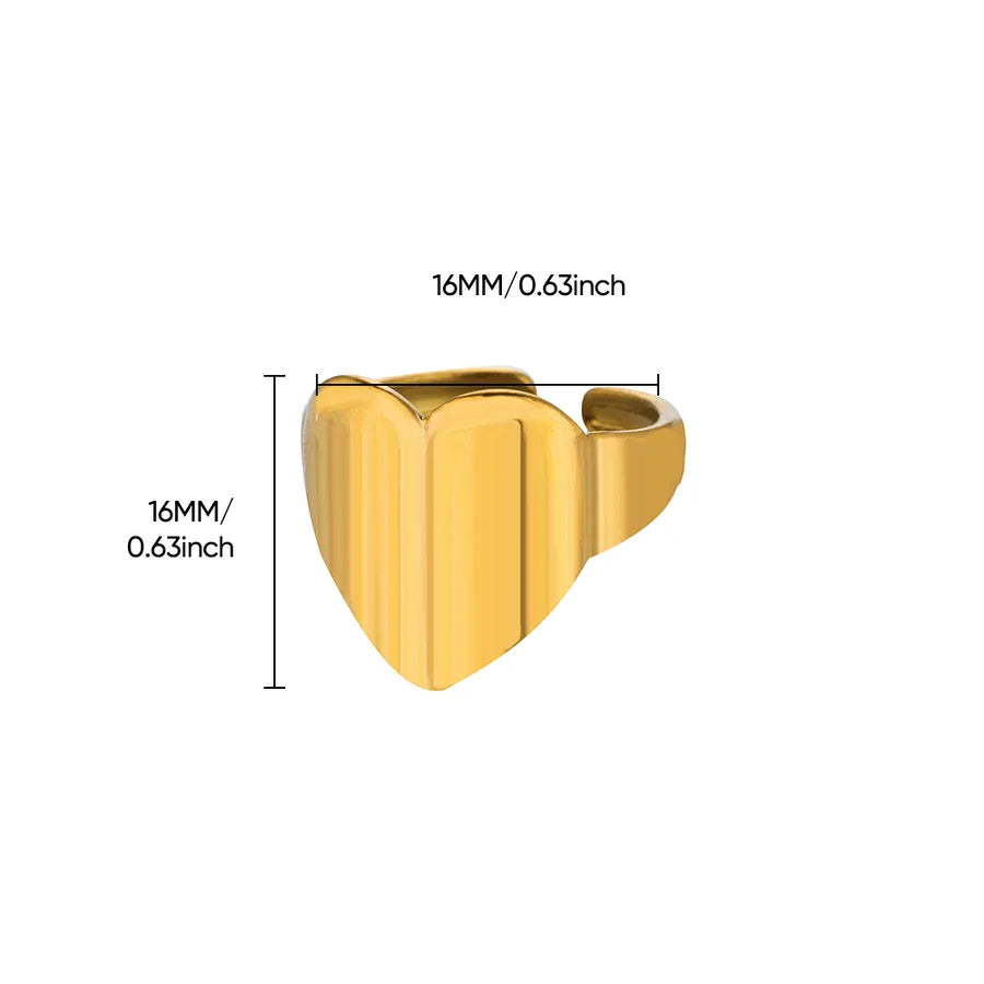 18K Gold Heart Ring – Stainless Steel, PVD Coated 1