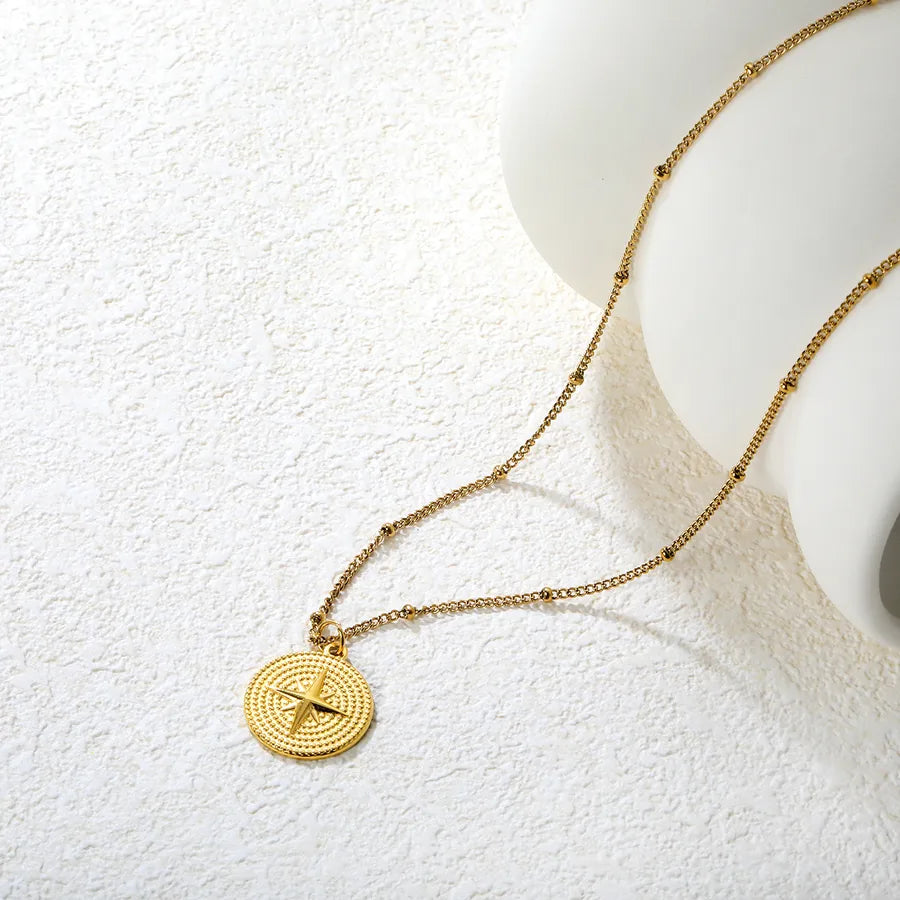 Stainless Steel Sun Pendant Necklace