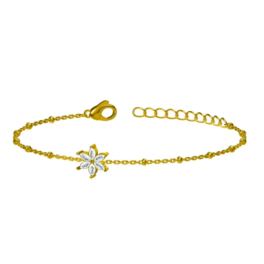 Four-Leaf Clover Zircon Titanium Bracelet B0015 Flower Bracelet