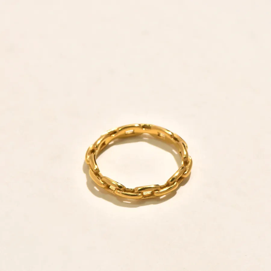 Gold Plated Geometric Wave Stainless Steel Ring