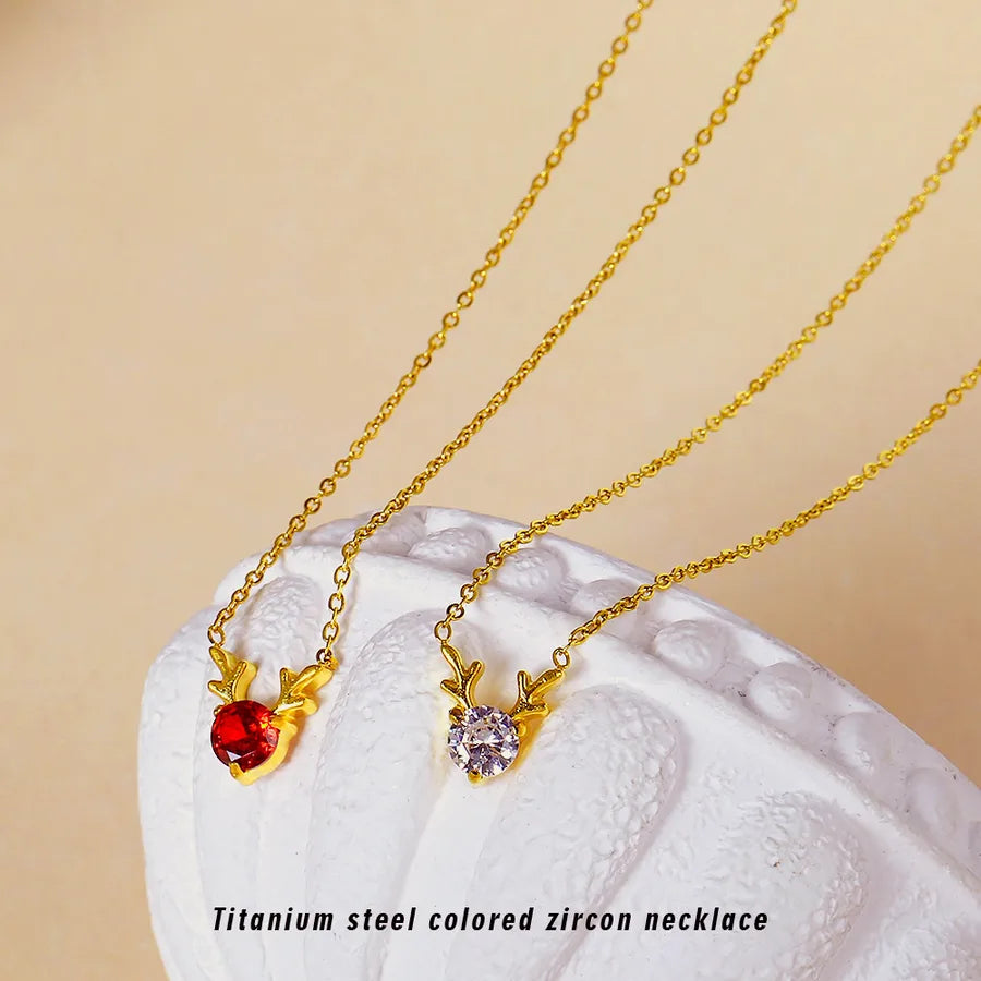 Elegant Deer Pendant Necklace – PVD Gold Stainless Steel