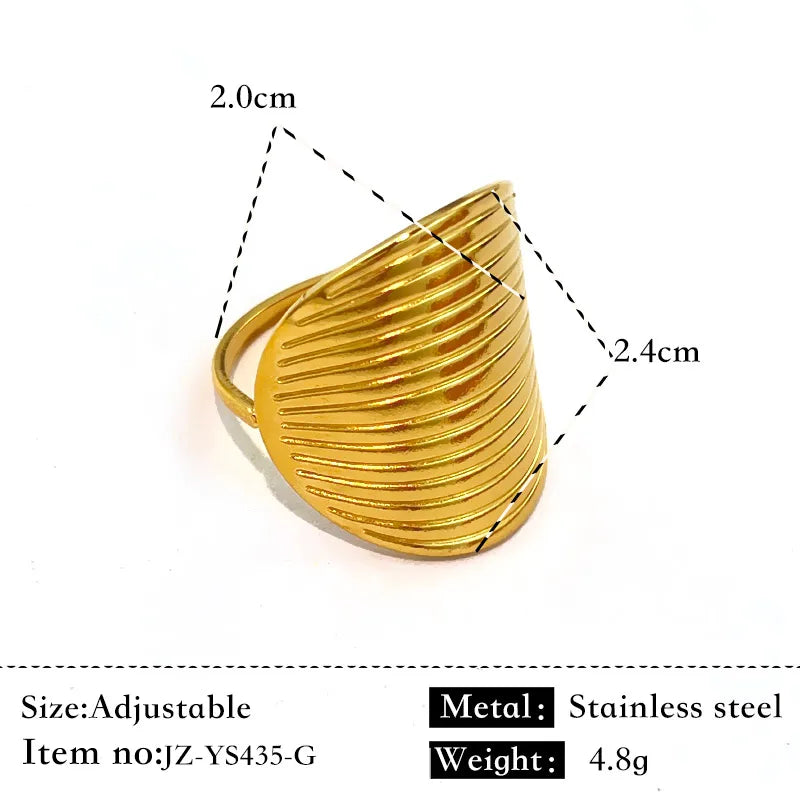 Unisex Geometric Titanium Steel Ring Gold JZ-YS435-G