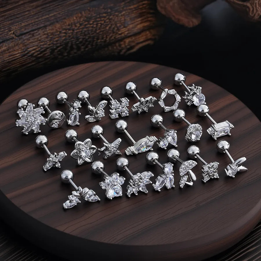 Stainless Steel Zirconia Stud Earrings