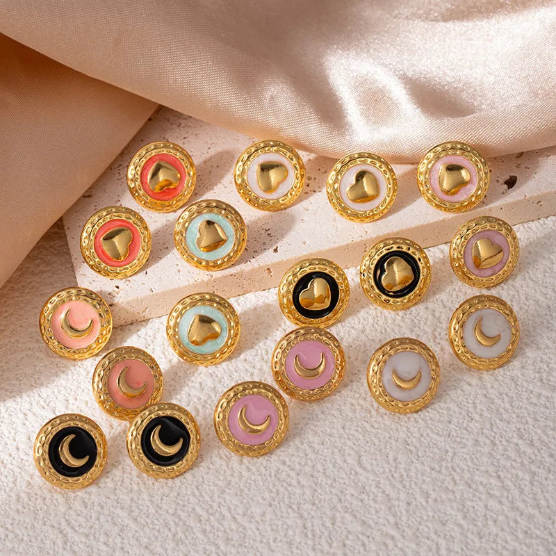 Moon Drop Titanium Stud Earrings