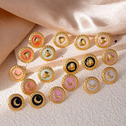 Moon Drop Titanium Stud Earrings