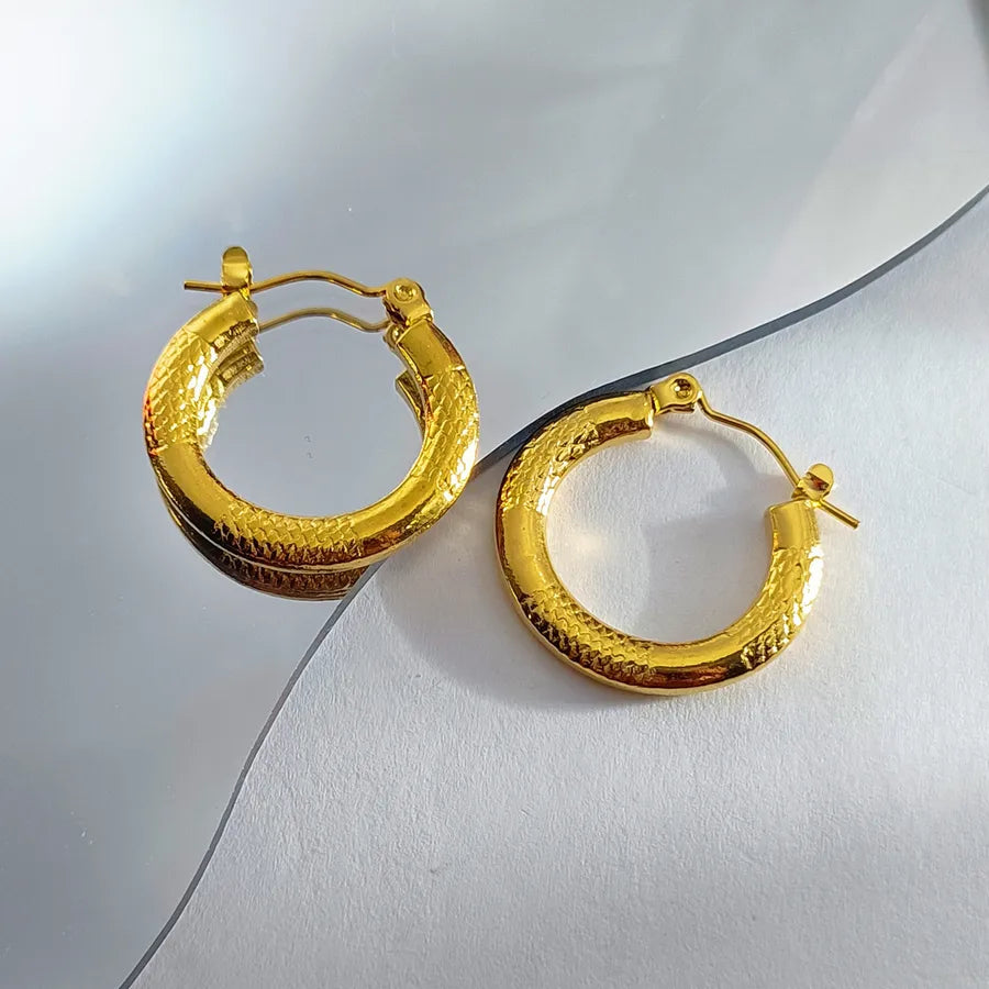 Elegant Gold Titanium Steel Hoop Earrings Gold Earrings 3