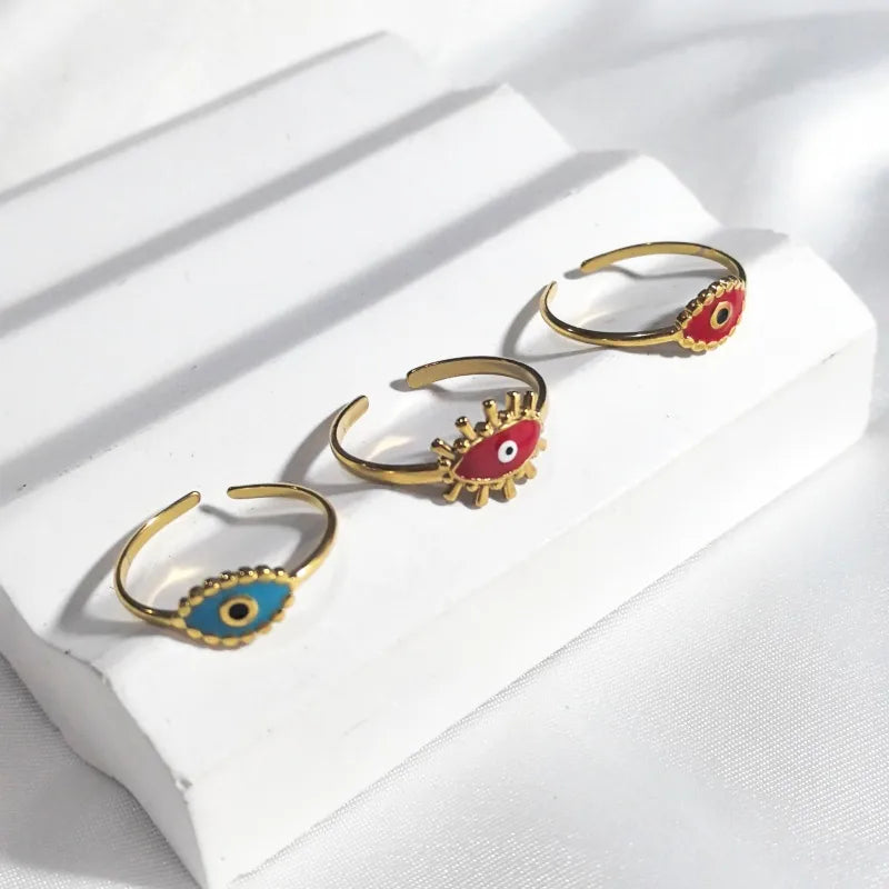18K Gold Plated Colorful Eye Open Ring