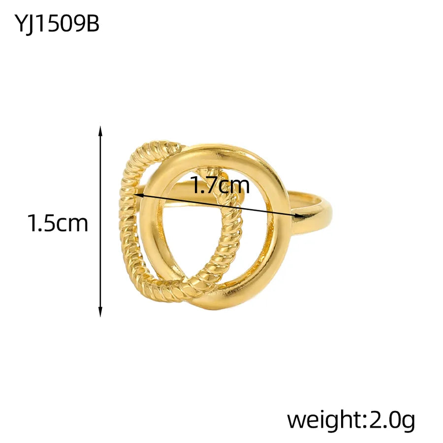 Geometric Titanium Steel Open Ring in 14K/18K Gold One Size YJ1509B 9*9*1