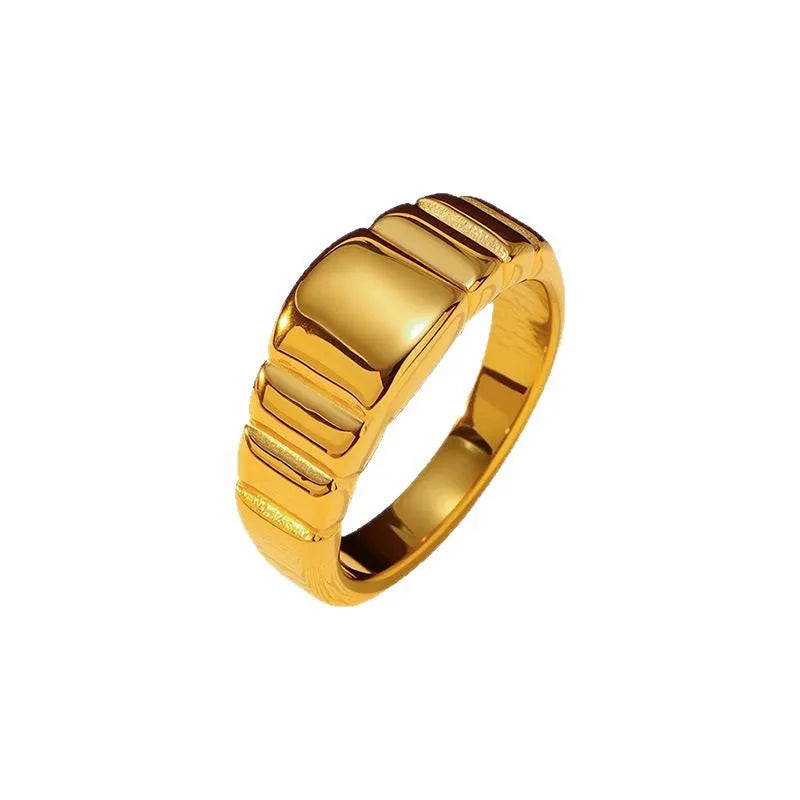 Geometric Titanium Steel Ring for Women