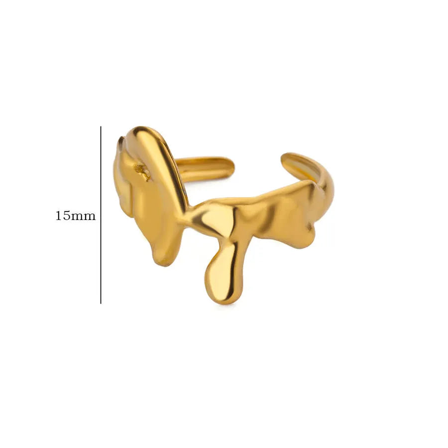 18K Gold PVD Geometric Stainless Steel Open Ring 8