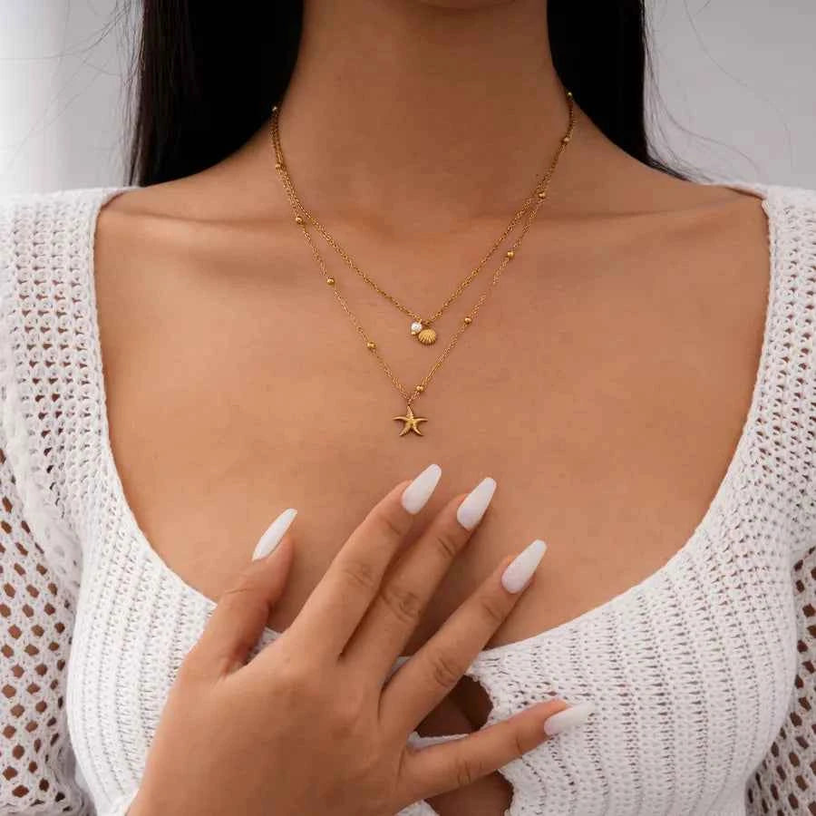 Double Layer Starfish Shell Necklace
