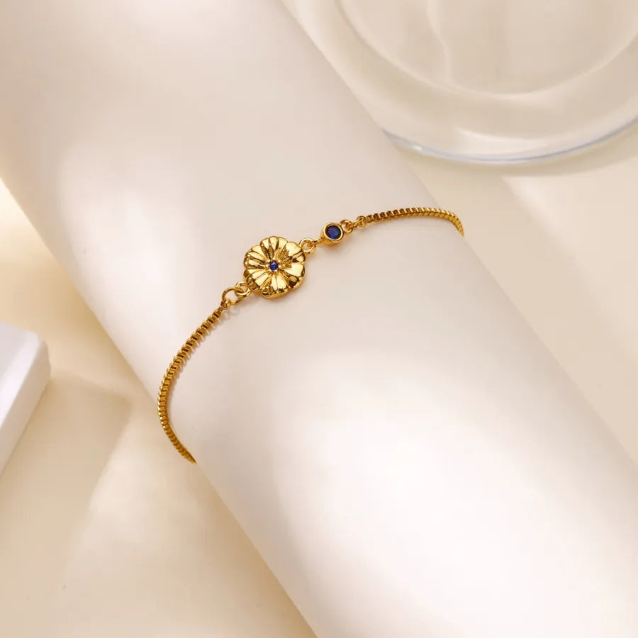 18K Gold Moon Flower Stainless Steel Bracelet