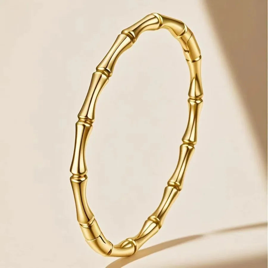 Gold Bamboo Geometric Bangle Bracelet for Women Average Size Gold JM719
