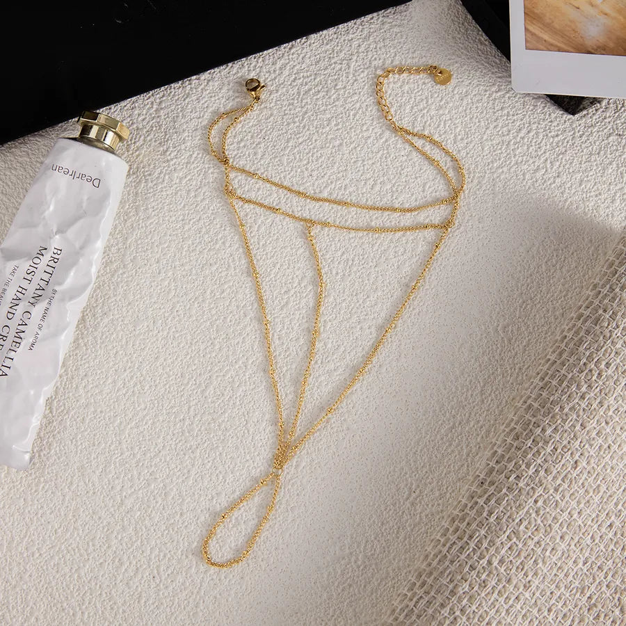 18K Gold Plated Stainless Steel Finger Chain Bracelet