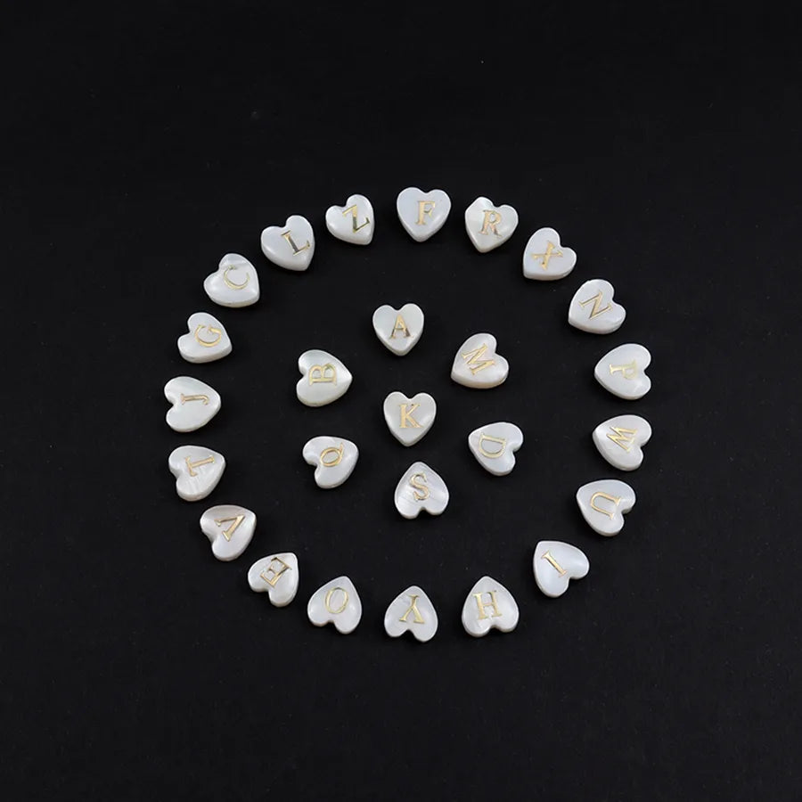 Gold Heart Initial Bracelet with Shell Charm