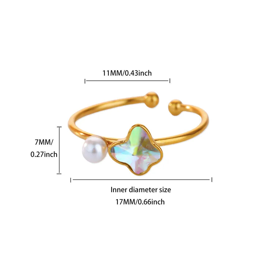 18K Gold Plated Pink Zircon Adjustable Ring 4