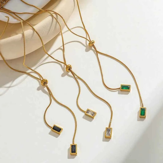 18K Gold Plated Geometric Zircon Necklace