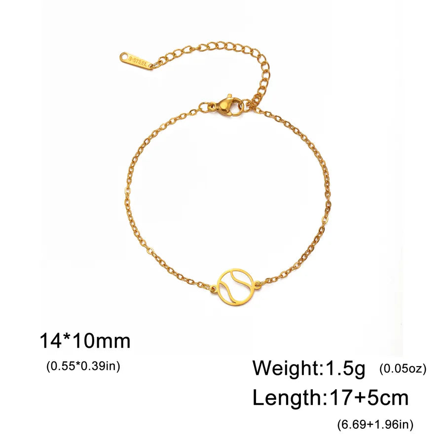 Stainless Steel Sports Pendant Bracelet Gold Tennis