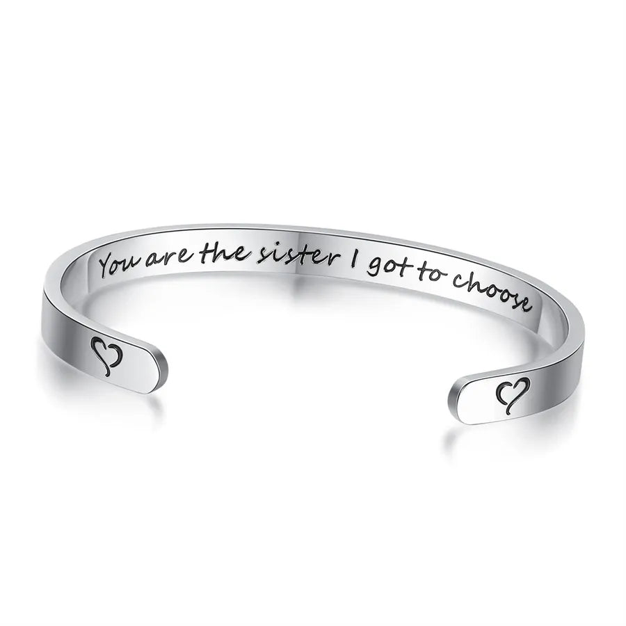 Retro Heart Stainless Steel Bangle 61-Sister Gifts - You Are the Sister