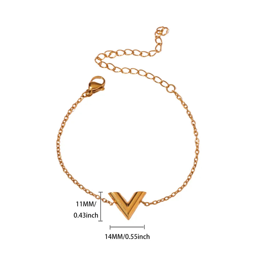 Gold Plated V-Shape Stainless Steel Bracelet