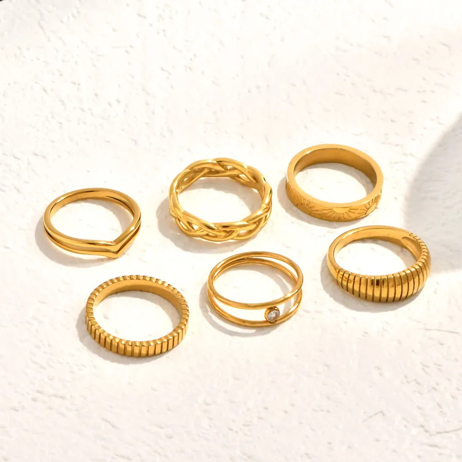 18K Gold Plated Twist Zircon Double Layer Ring